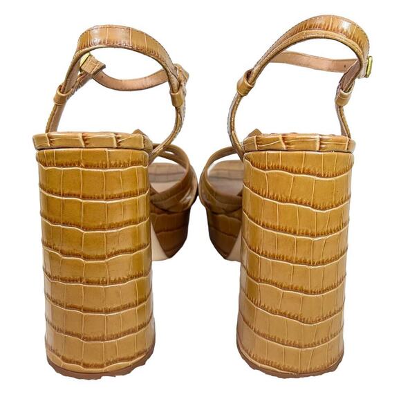 Alice and Olivia Veren Tan Croc Platform Block Heel Size 10.5 - Picture 4 of 4